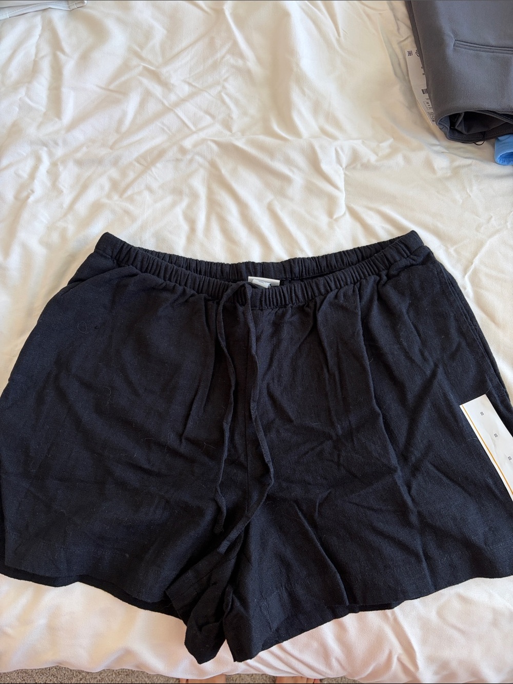 Black linen shorts